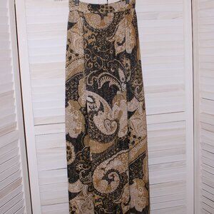 Vintage Bonwit Teller Women's Sz. 8 Long Maxi Gold and Black Maxi Skirt